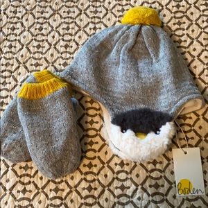 Boden Penguin hat & mittens